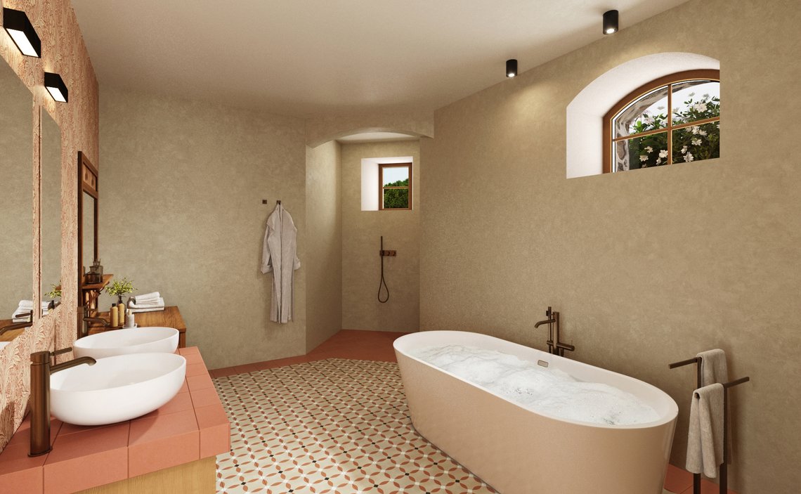 Suite 801 - Badezimmer mit Badewanne & Doppelwaschtisch