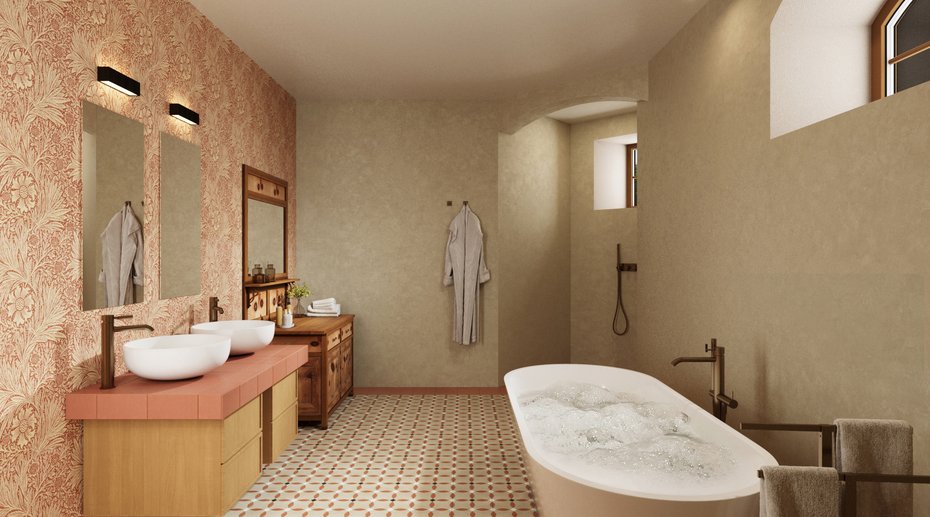 Suite 801 - Badezimmer mit Badewanne & Doppelwaschtisch