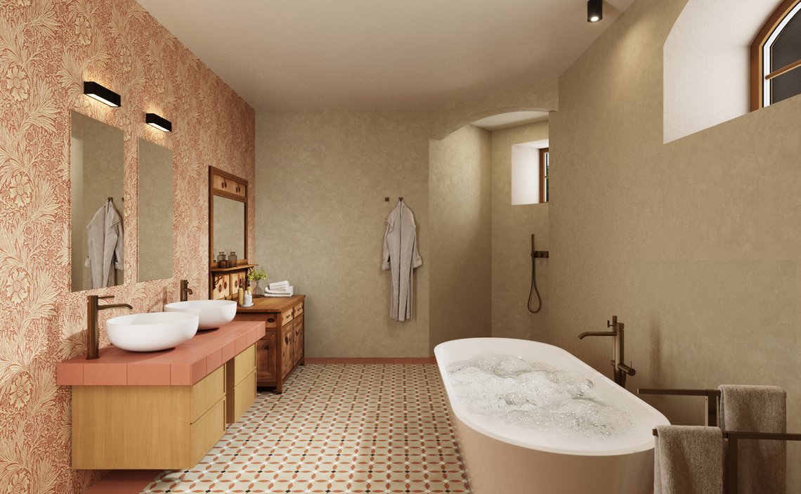 Suite 801 - Badezimmer mit Badewanne & Doppelwaschtisch