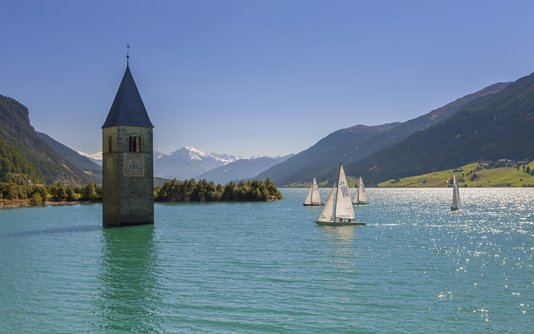 Church tower of Lake Resia